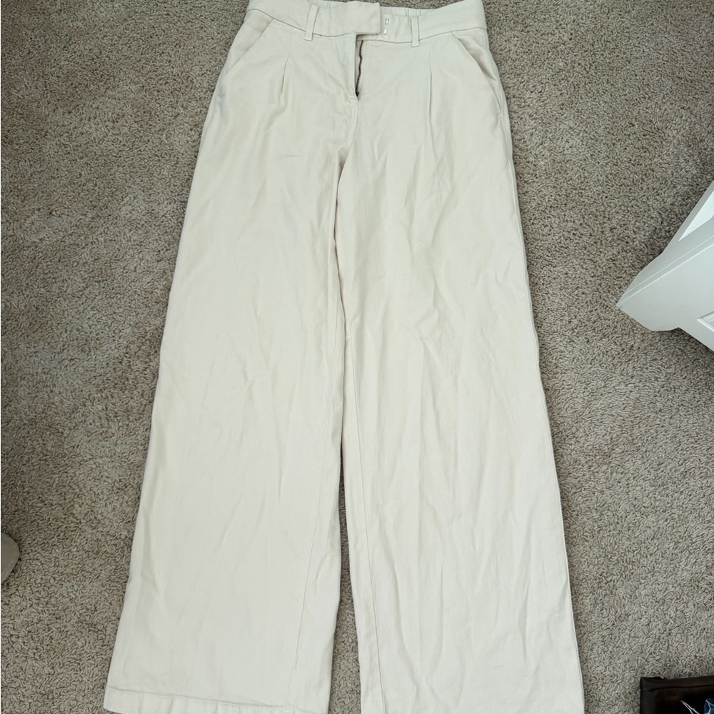 American Eagle Cream Wide-Leg Pants